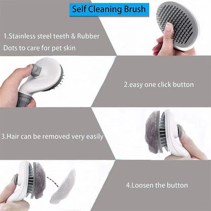 Pets Slicker Brush Cat Grooming Massage Comb Dogs Self Clean Shedding Brush One Button Removes Loose Undercoat Mats Tangled Hair