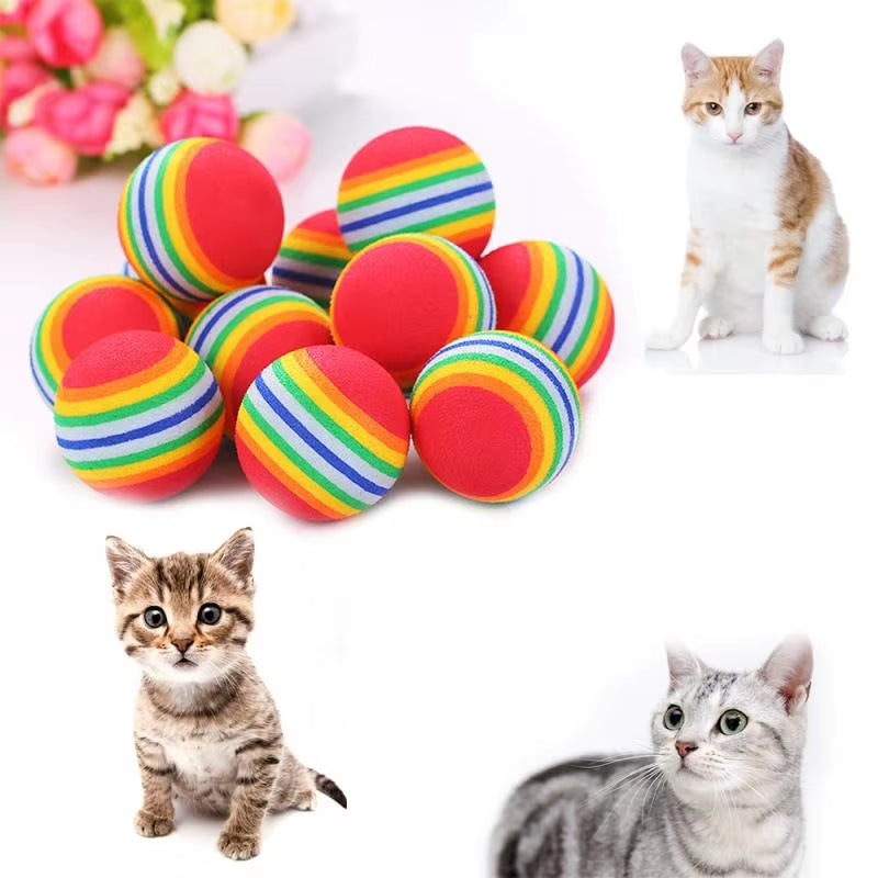 Colorful Cat Toy Interactive Ball Toys for Cats Play Chewing Rattle Scratch Foam Ball Training Cat Scratcher Cat Accessories