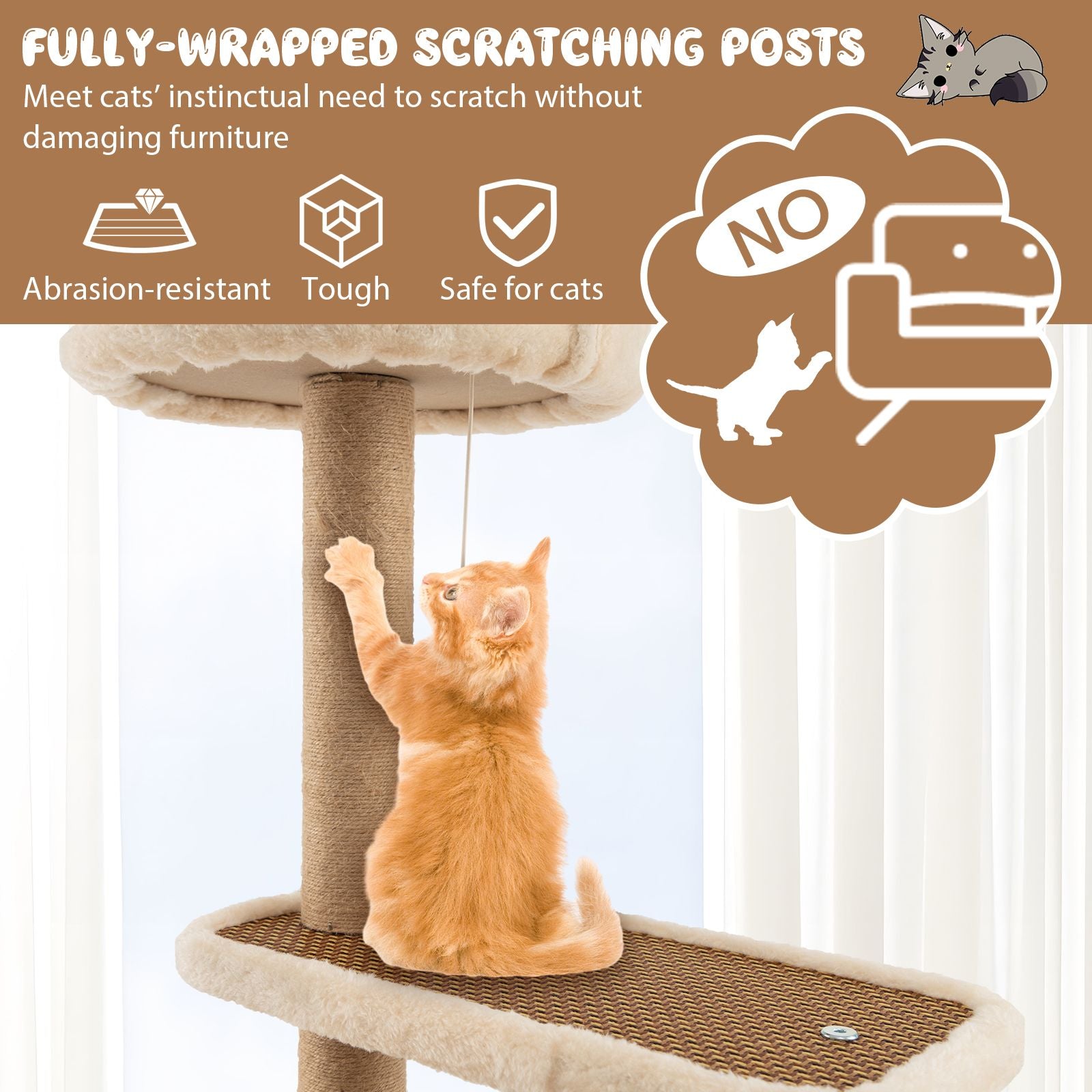 90 Cm Multi-Level Cat Tree Tower Cat Tree with Scratching Posts