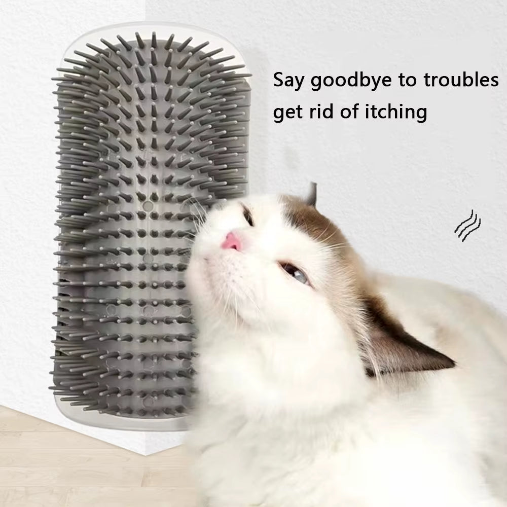 Cat Brush Comb Cat Toy with Catnip Cat Wall Brush Corner Cat Scratcher Massage Self Groomer Comb Pet Brush Corner Cat Scrubber