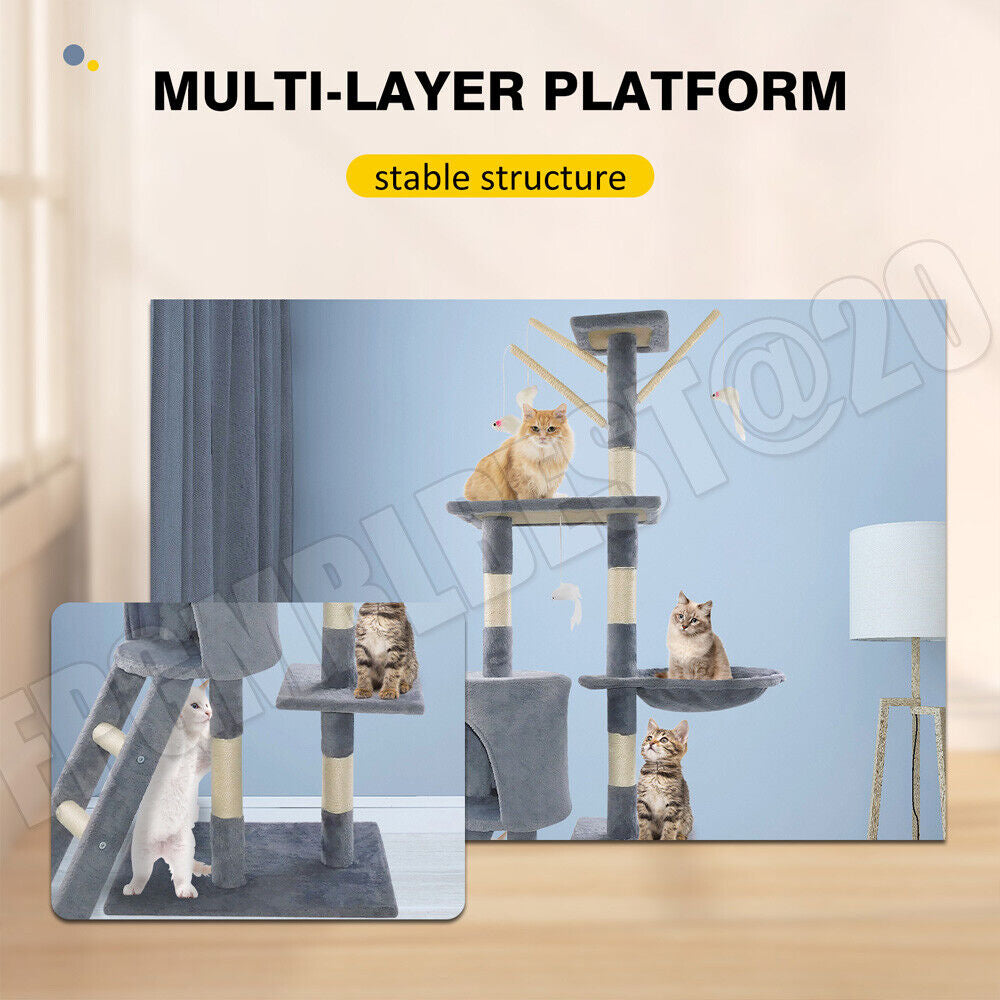 Cat Tree Cat Tower Cat Condo with Scratching Posts & Ladder for Cats Kittens